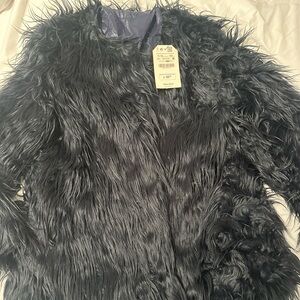 NWT Zara Girls Faux Fur Reversible Jacket